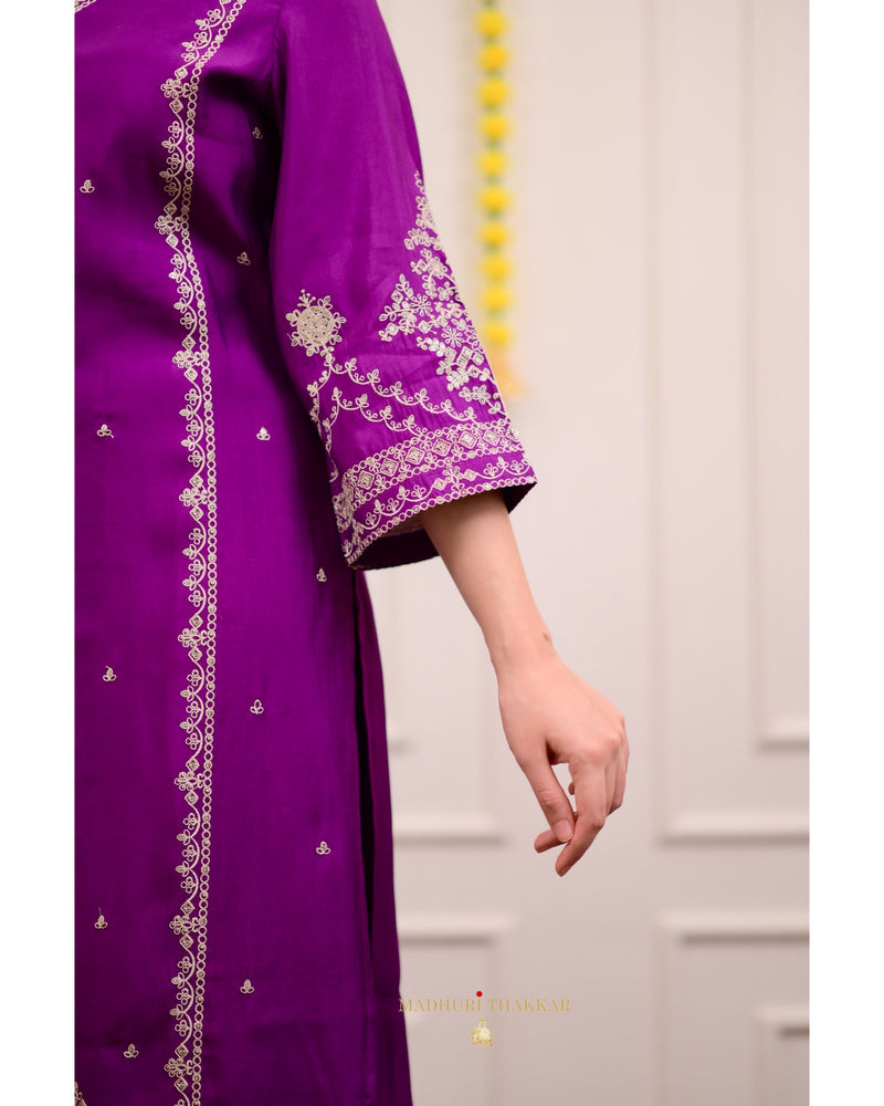 Purple Handwork Festive Sharara Set