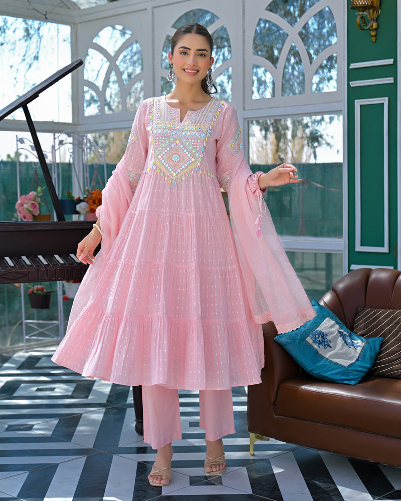 Gulaab Mul Cotton Handwork Anarkali Suit