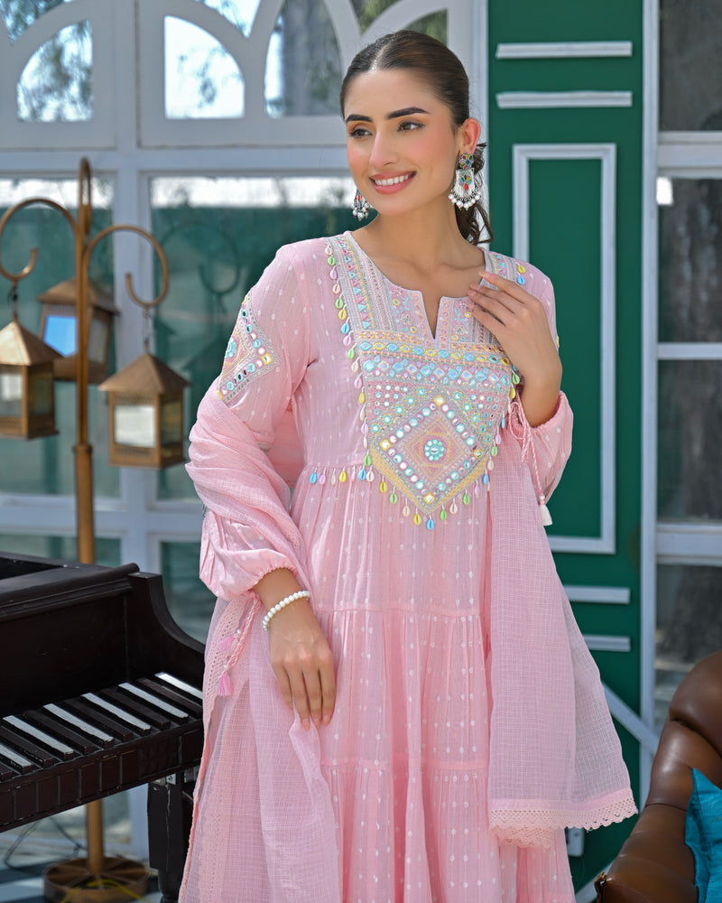 Gulaab Mul Cotton Handwork Anarkali Suit
