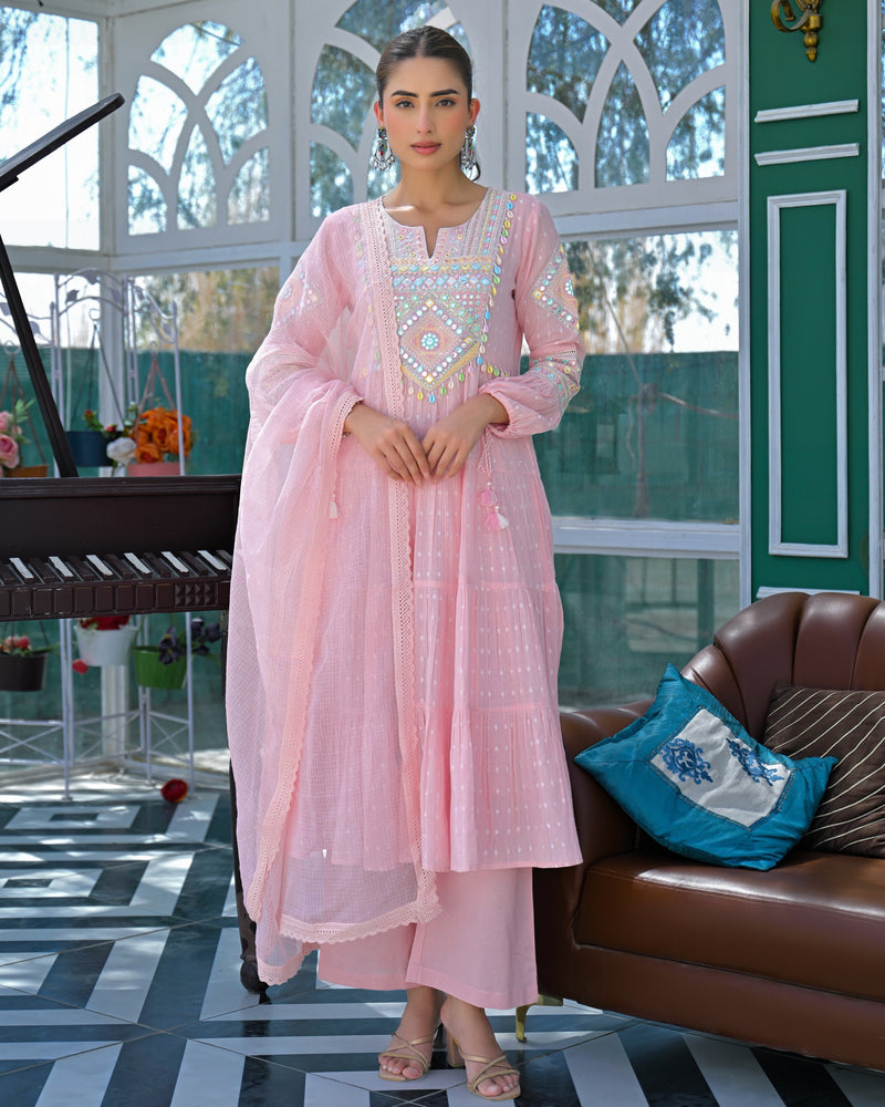 Gulaab Mul Cotton Handwork Anarkali Suit
