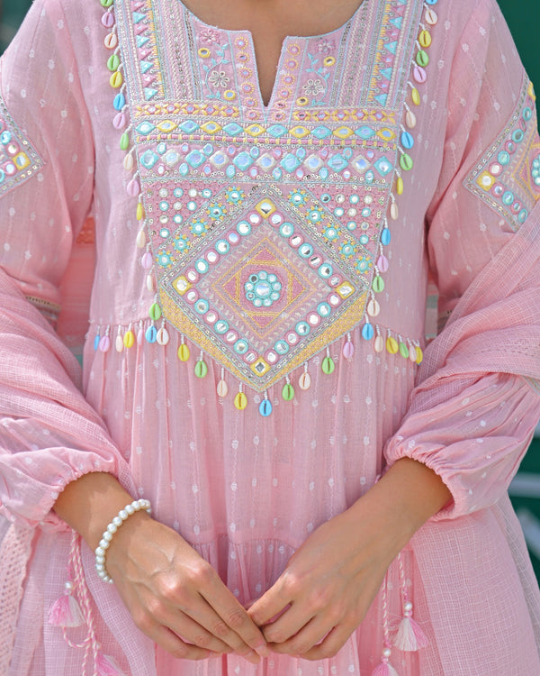 Gulaab Mul Cotton Handwork Anarkali Suit