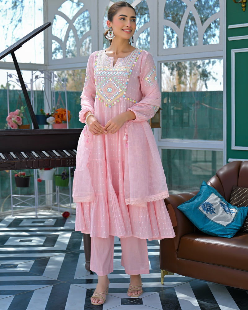 Gulaab Mul Cotton Handwork Anarkali Suit