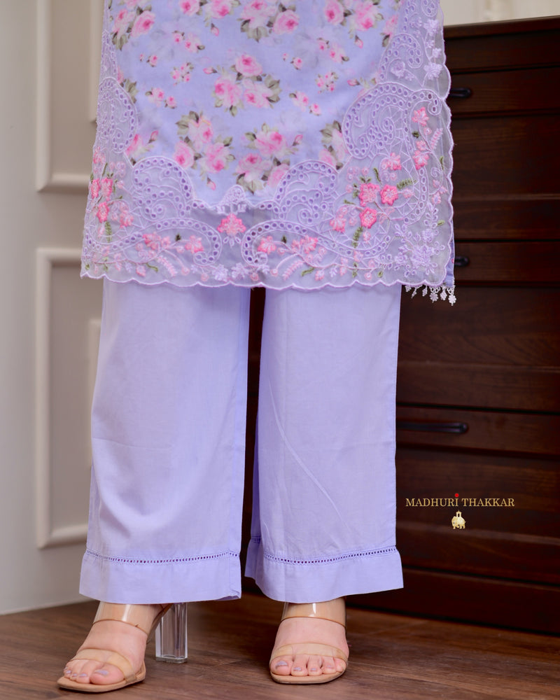 Lilac Floral Cotton Pakistani Suit