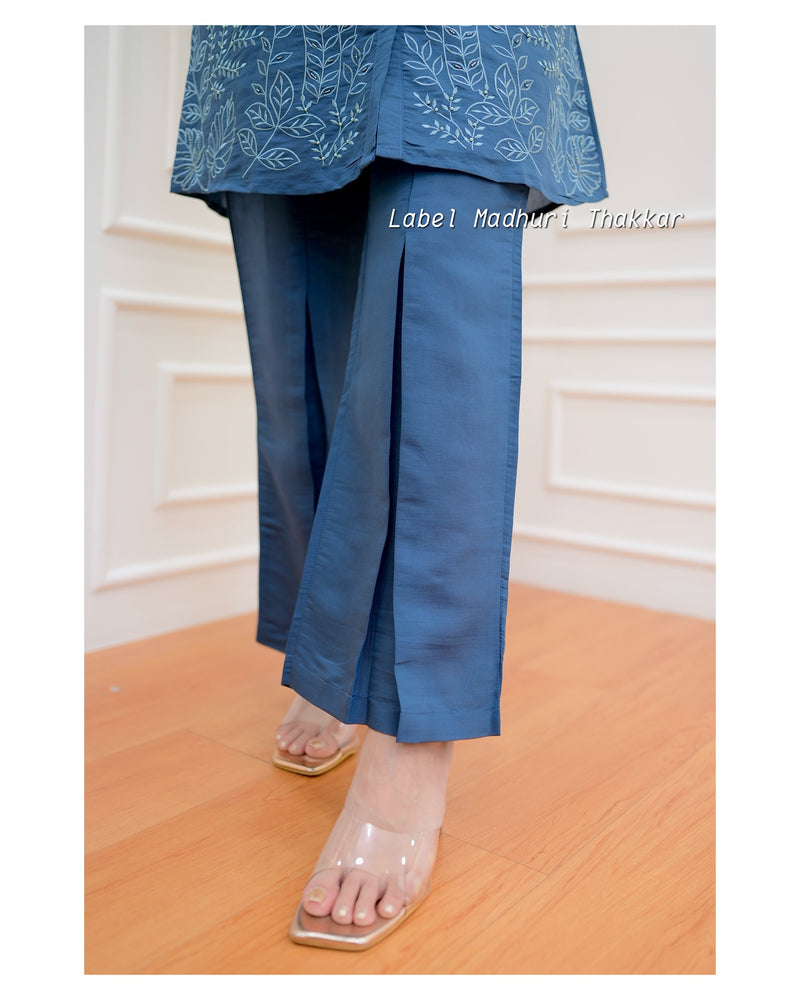 Teal Blue Chanderi Handwork Co-ord