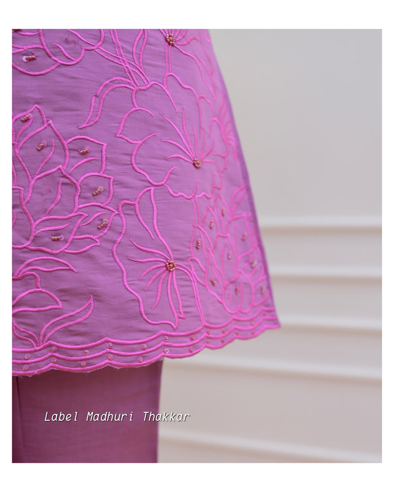 Lilac Chanderi Handwork Co-ord