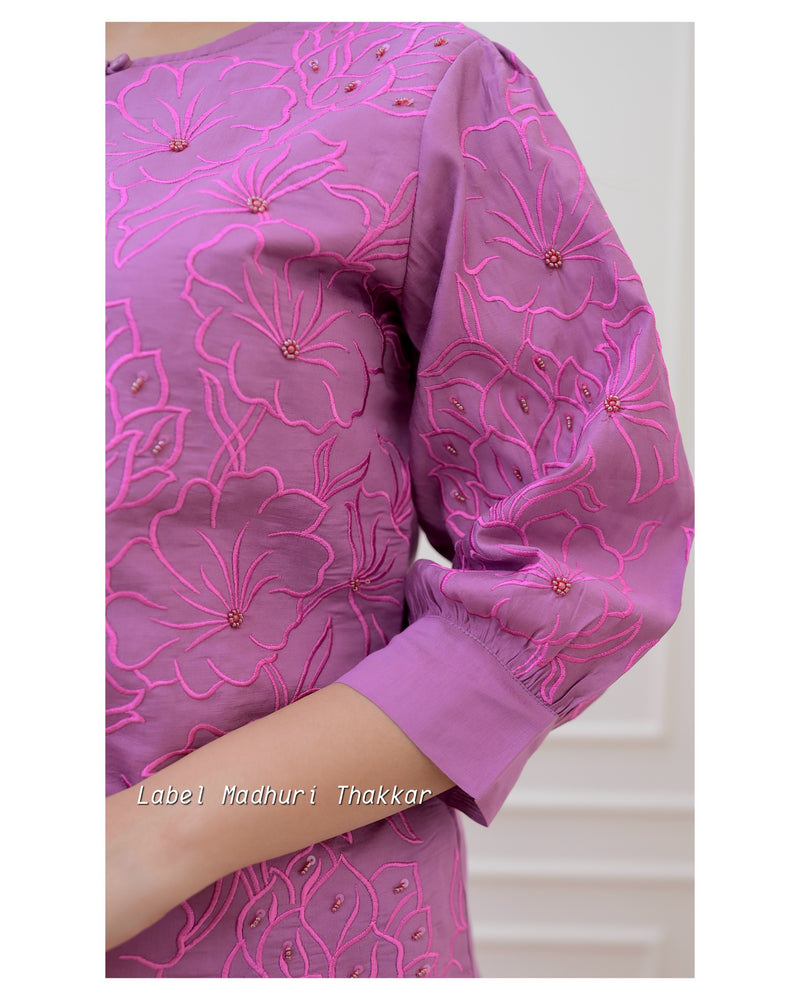 Lilac Chanderi Handwork Co-ord