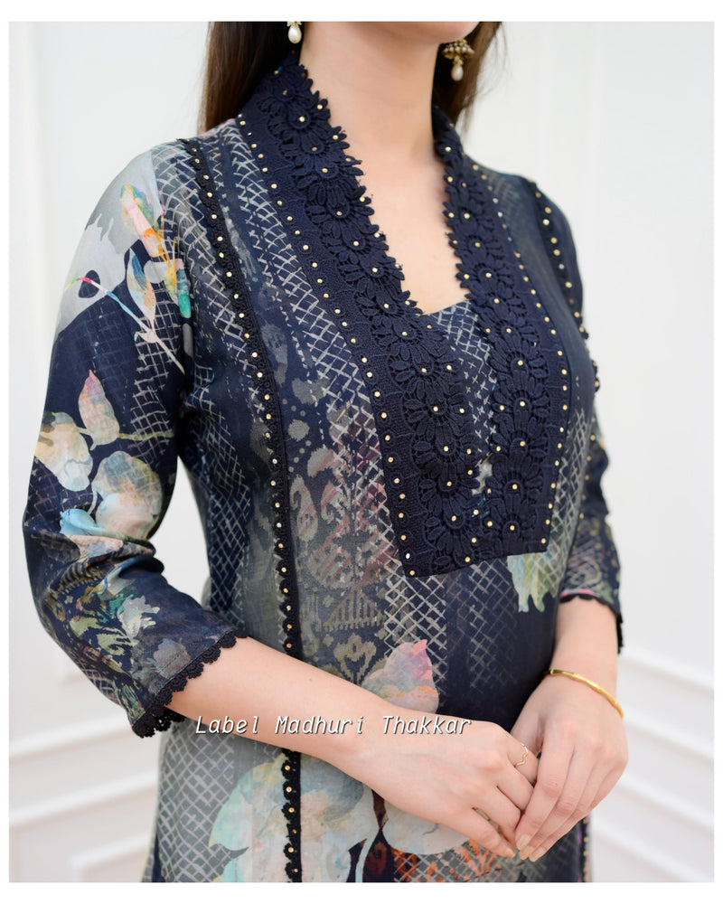 Black Floral Pakistani Suit