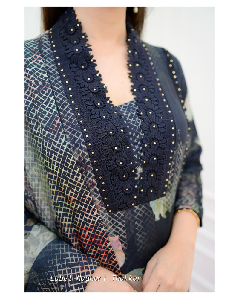 Black Floral Pakistani Suit