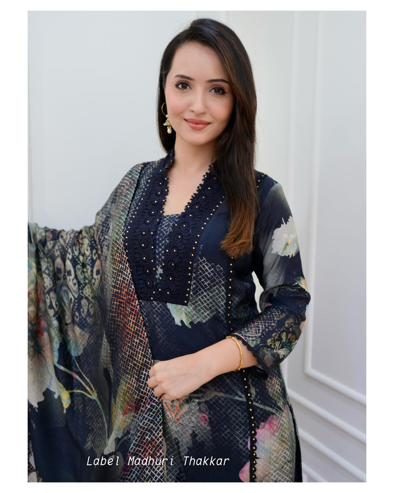 Black Floral Pakistani Suit