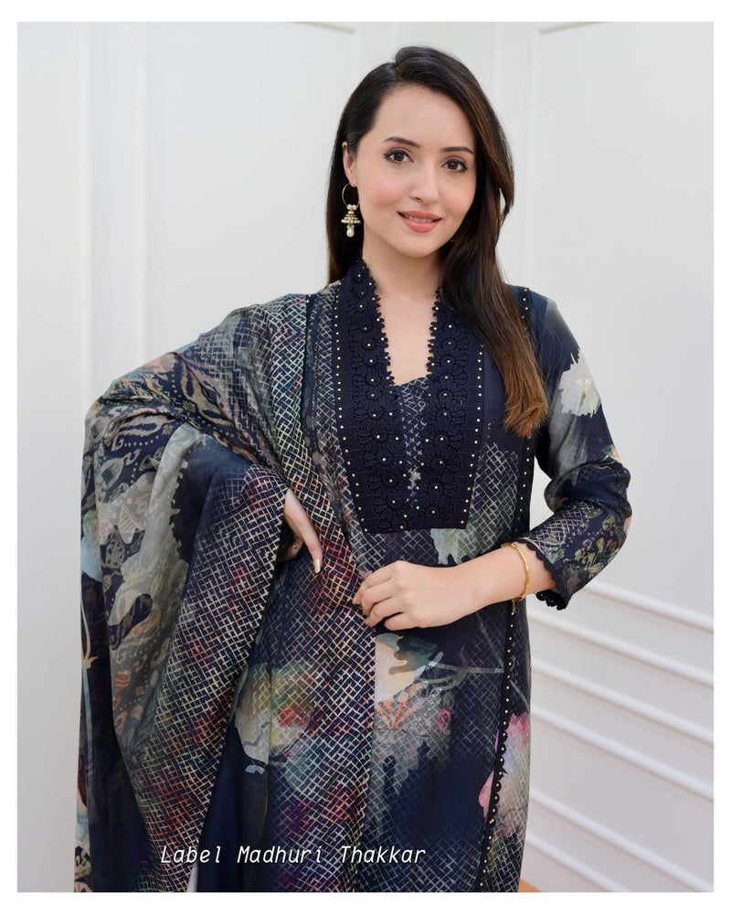 Black Floral Pakistani Suit