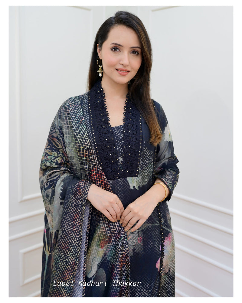 Black Floral Pakistani Suit