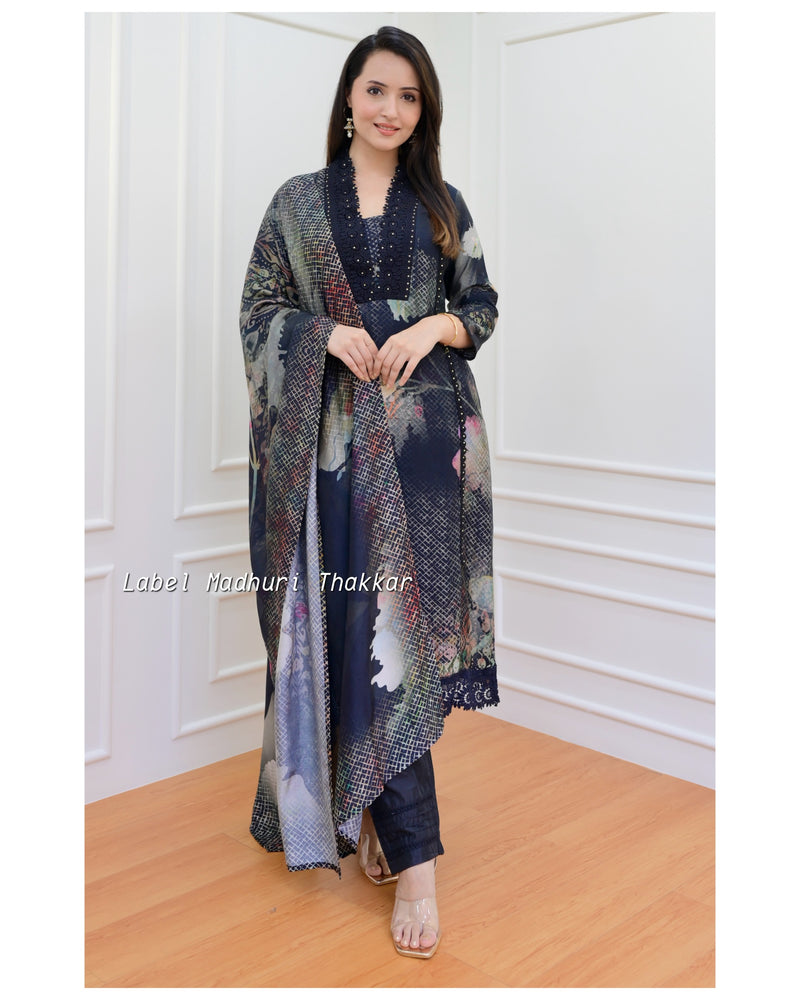 Black Floral Pakistani Suit