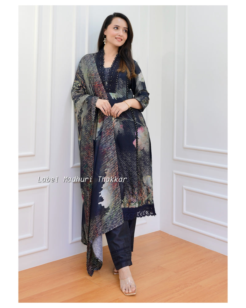 Black Floral Pakistani Suit