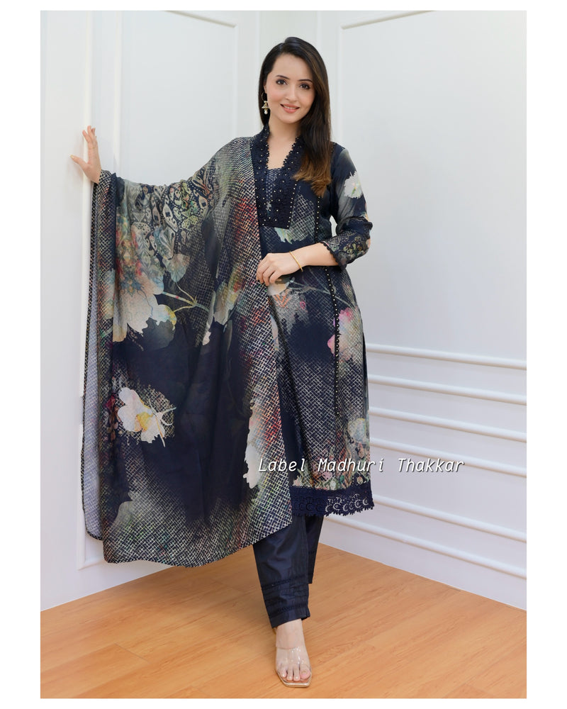 Black Floral Pakistani Suit