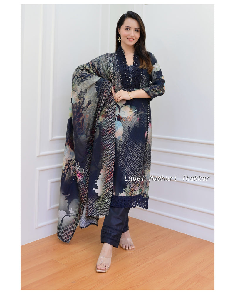 Black Floral Pakistani Suit