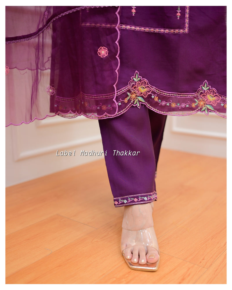 Purple Threadwork Festive Suit