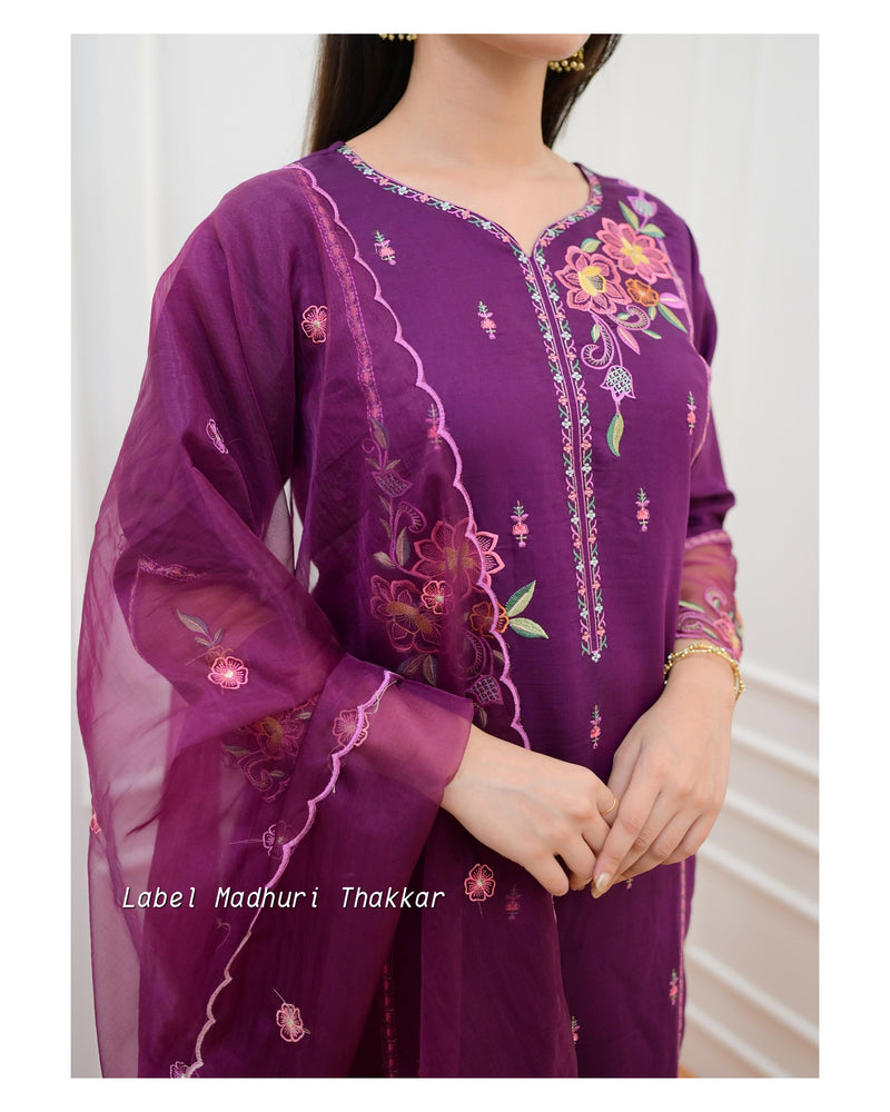 Purple Threadwork Festive Suit