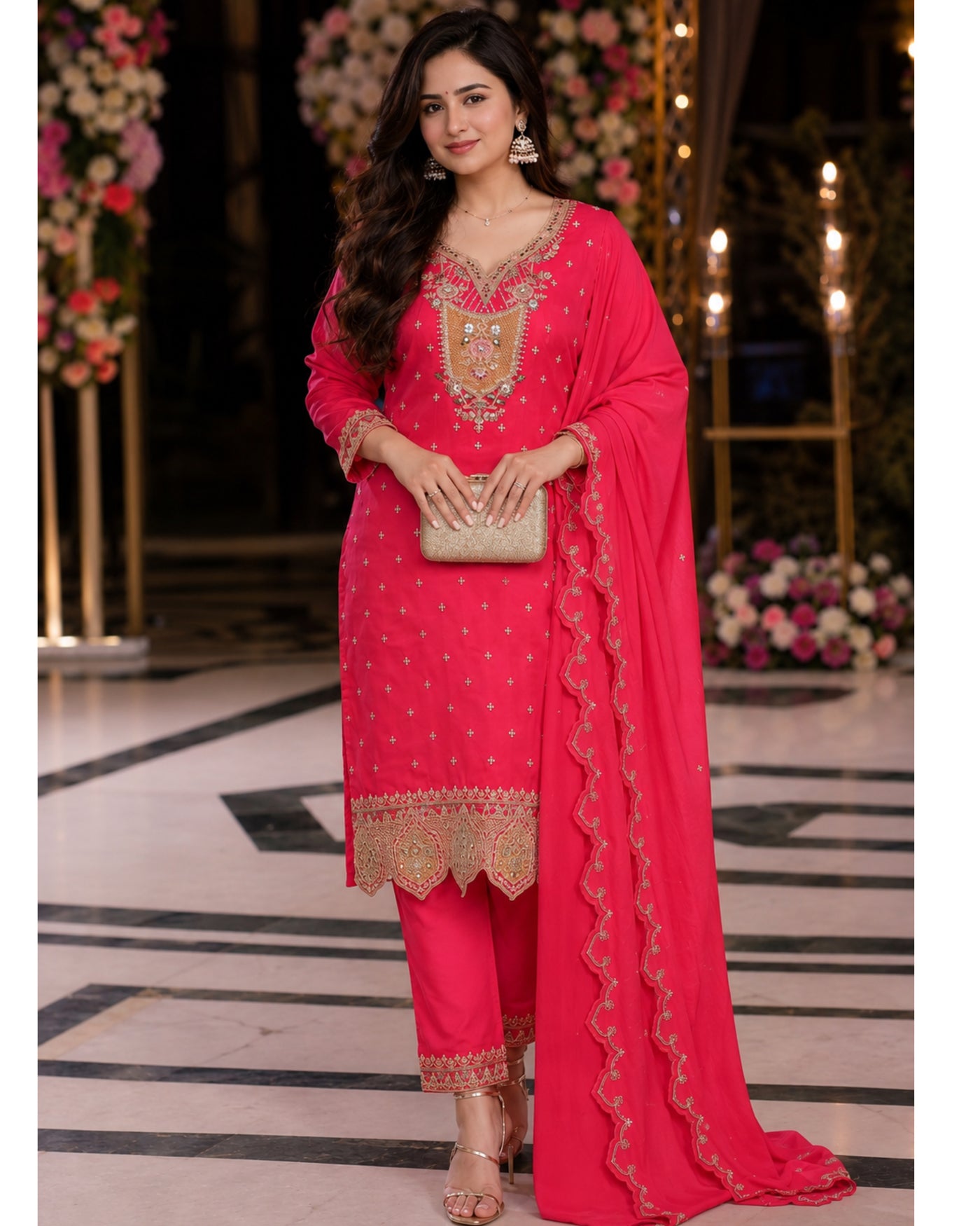 Noor-e-Rani Chanderi Silk Handwork Festive Suit