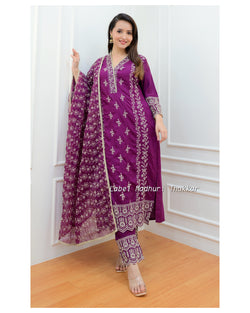 Magenta Schiffli Pakistani Cotton Suit