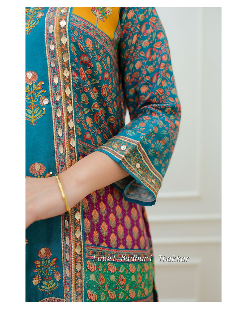 Rama Green Muslin Gotta Festive Suit