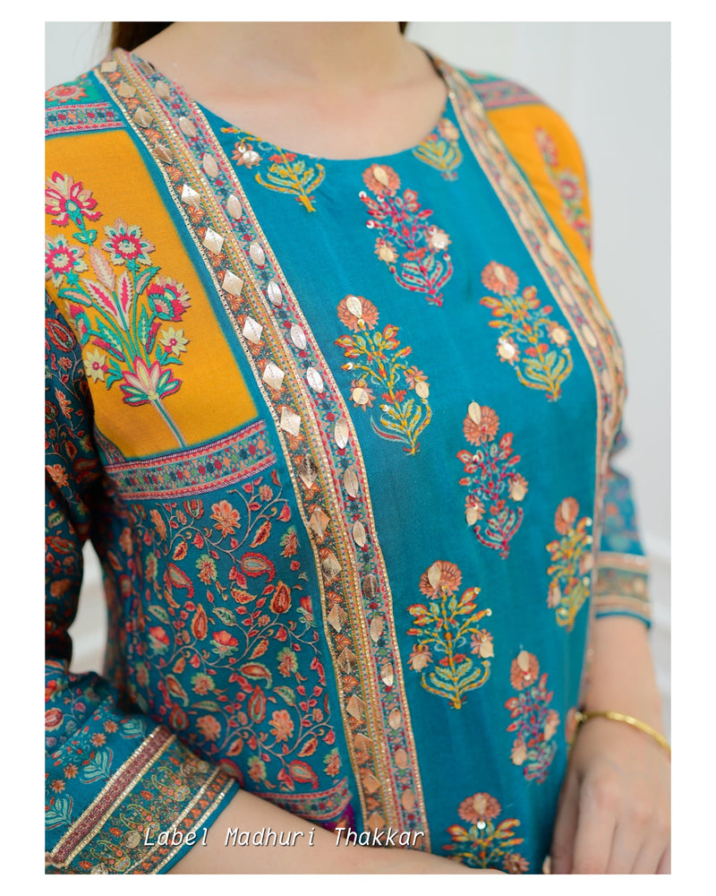 Rama Green Muslin Gotta Festive Suit