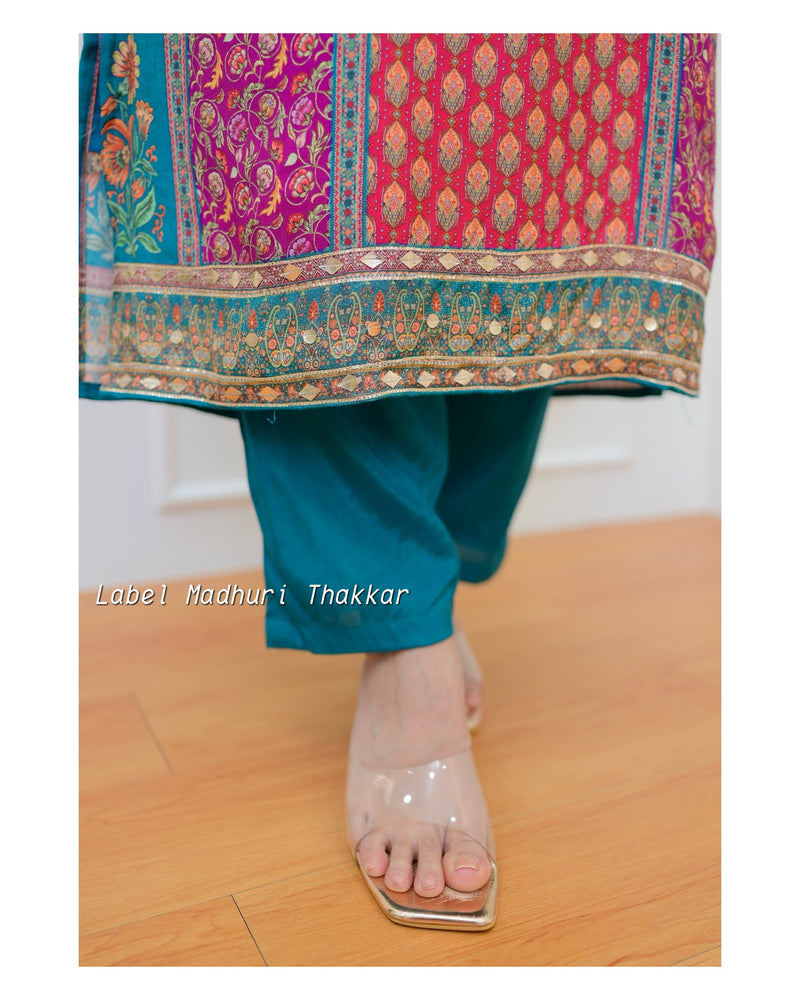Rama Green Muslin Gotta Festive Suit