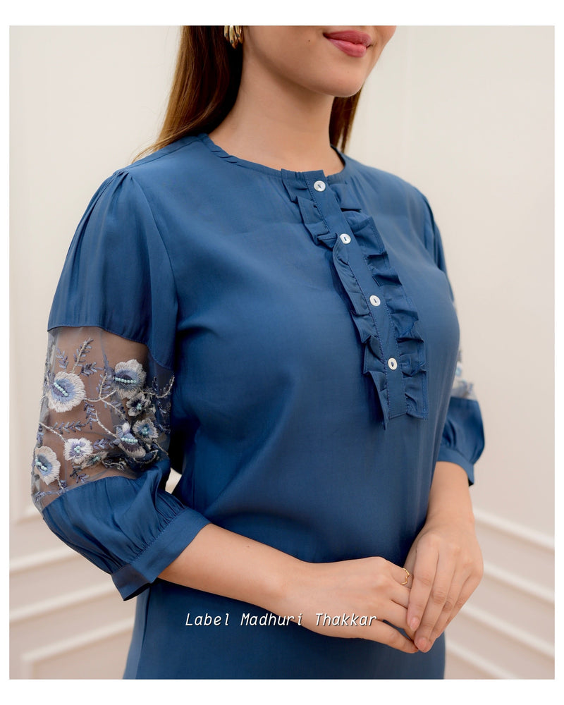 Peacock Blue Handwork Co-ord