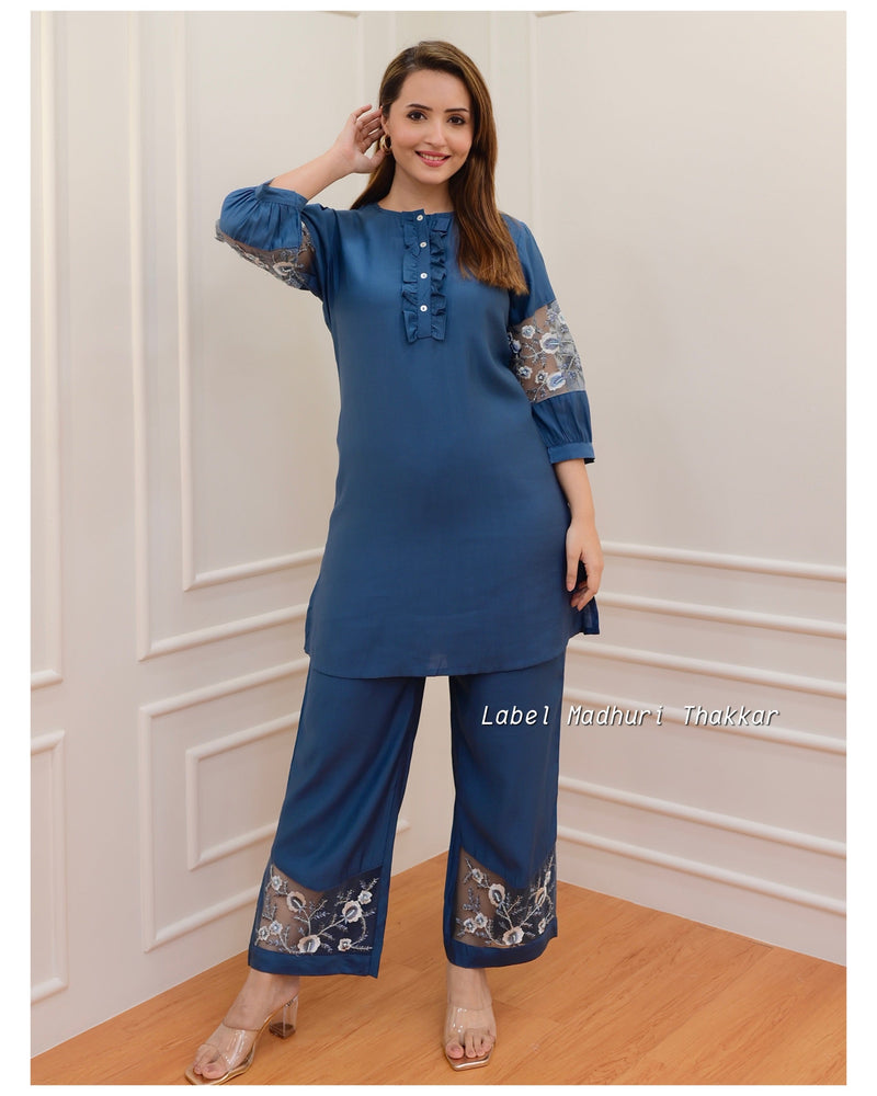 Peacock Blue Handwork Co-ord