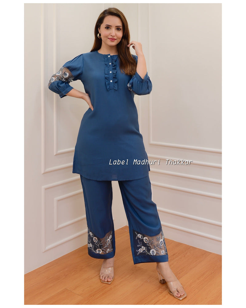 Peacock Blue Handwork Co-ord