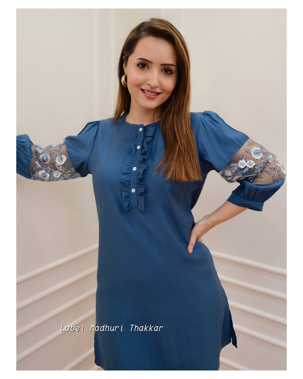 Peacock Blue Handwork Co-ord