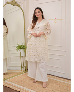 Ivory Schiffli Mirror Work Co-ord