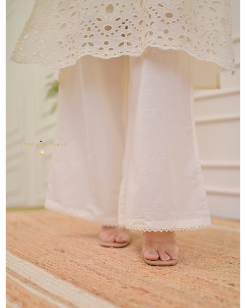 Ivory Schiffli Mirror Work Co-ord