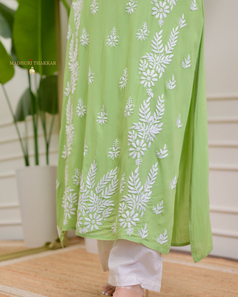 Green Premium Modal Chikankari Kurta