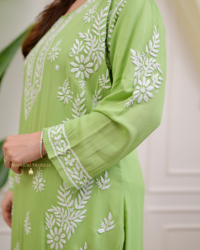 Green Premium Modal Chikankari Kurta