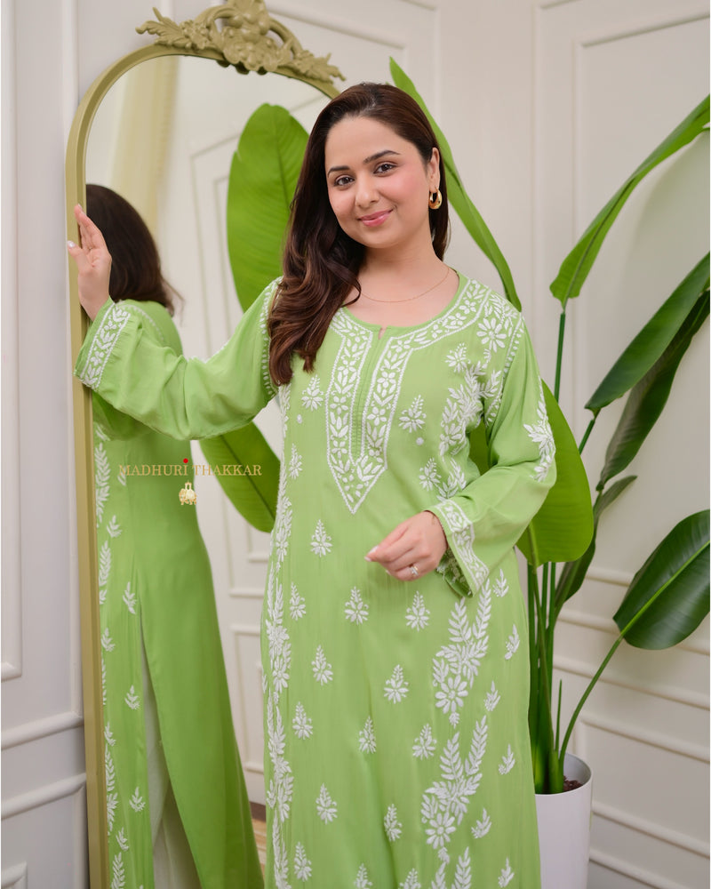 Green Premium Modal Chikankari Kurta