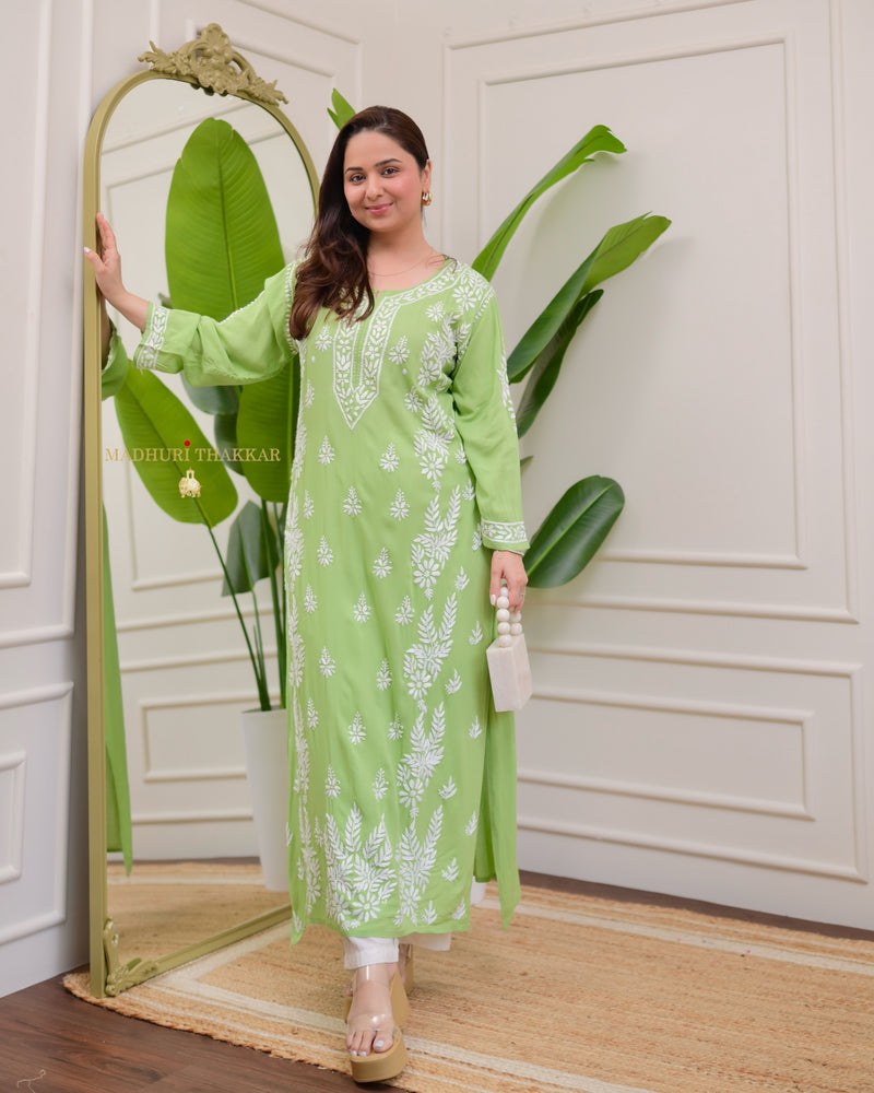 Green Premium Modal Chikankari Kurta
