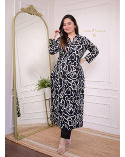 Black Abstract Sequin Kurta Set