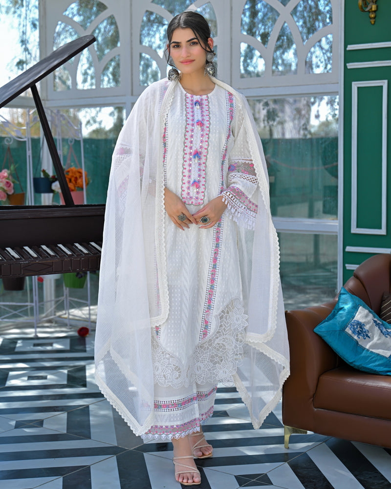 Noor Ivory Pakistani Handwork Cotton Suit