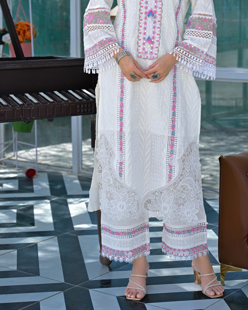 Noor Ivory Pakistani Handwork Cotton Suit