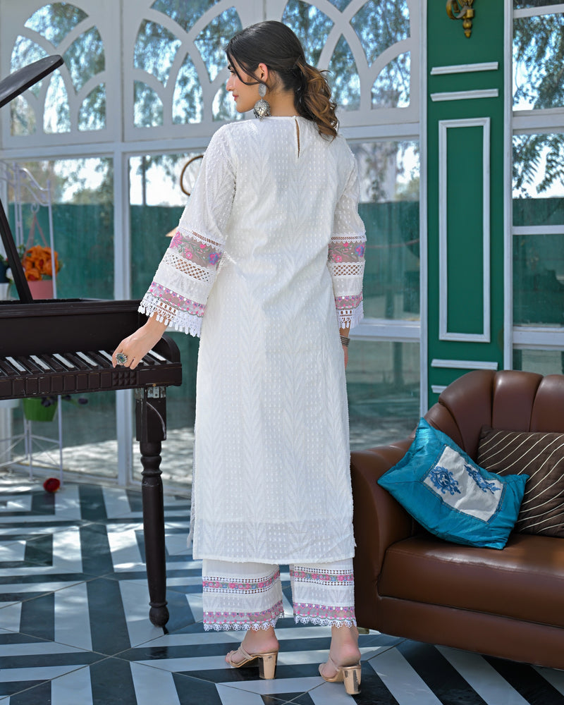 Noor Ivory Pakistani Handwork Cotton Suit