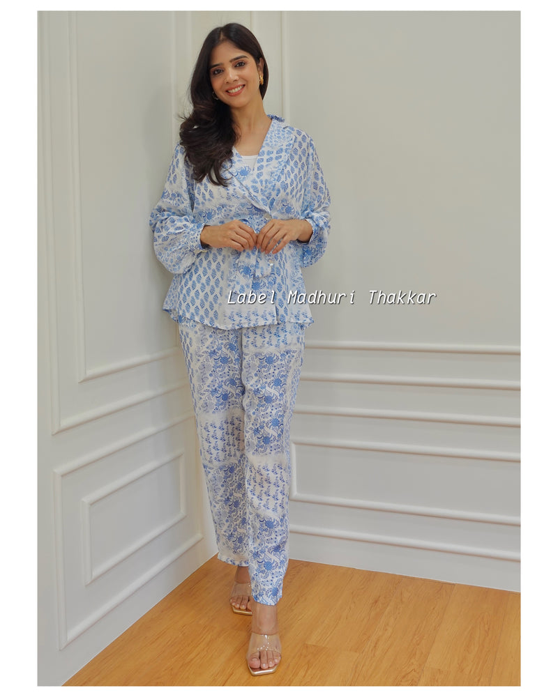 Icy Blue Muslin Co-ord Set