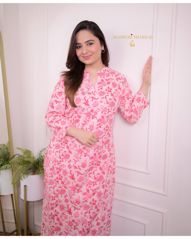 Peach Botanical Sequin Kurta Set