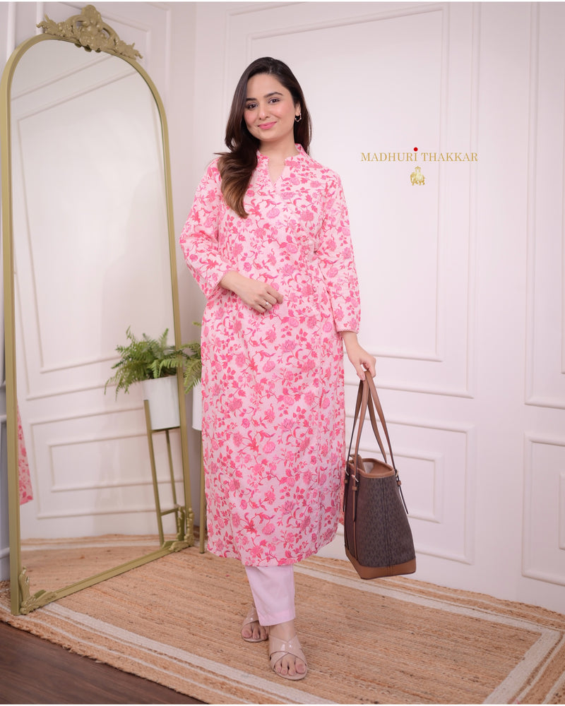 Peach Botanical Sequin Kurta Set