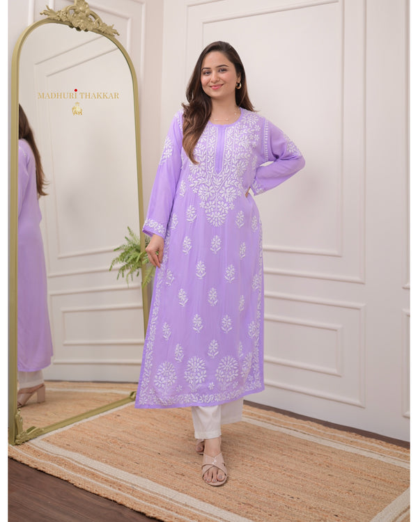 Lilac Modal Chikankari Kurta