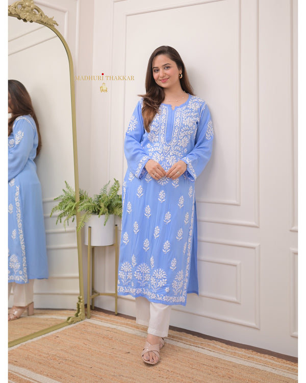 Blue Modal Chikankari Kurta