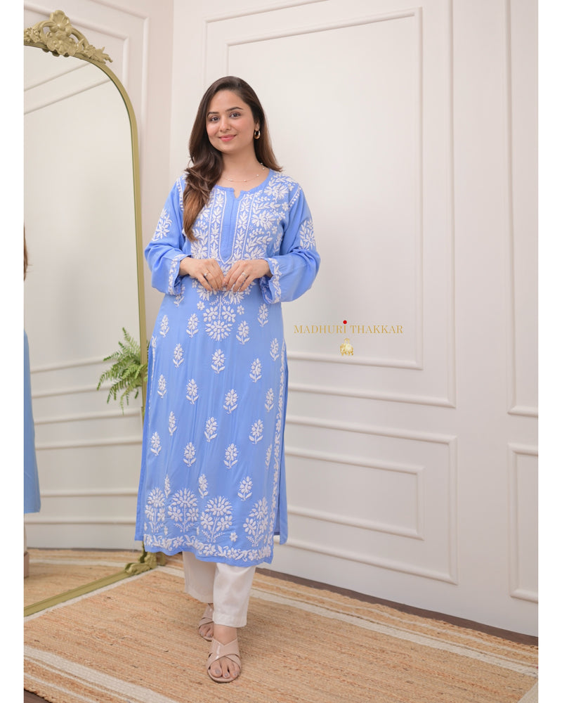 Blue Modal Chikankari Kurta