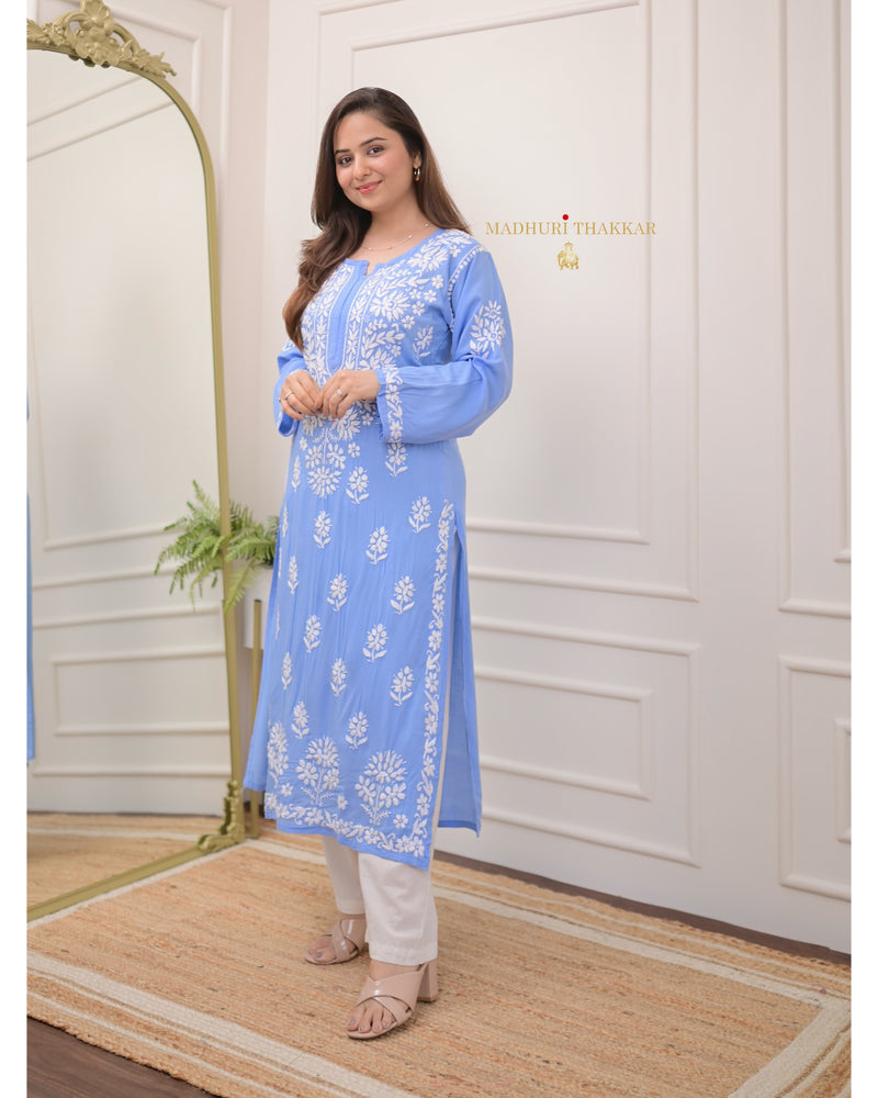 Blue Modal Chikankari Kurta