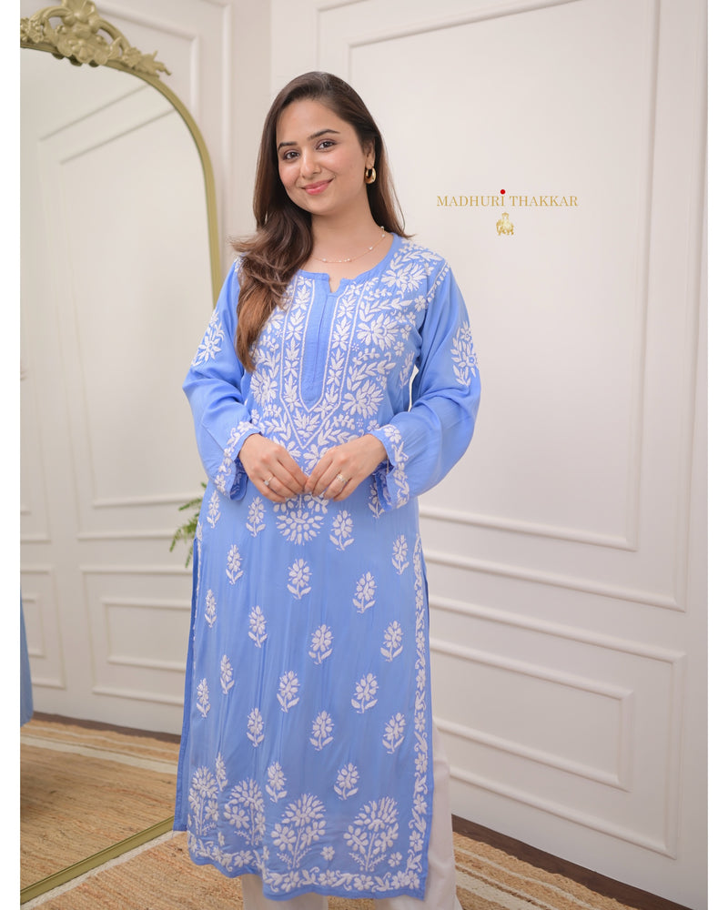 Blue Modal Chikankari Kurta