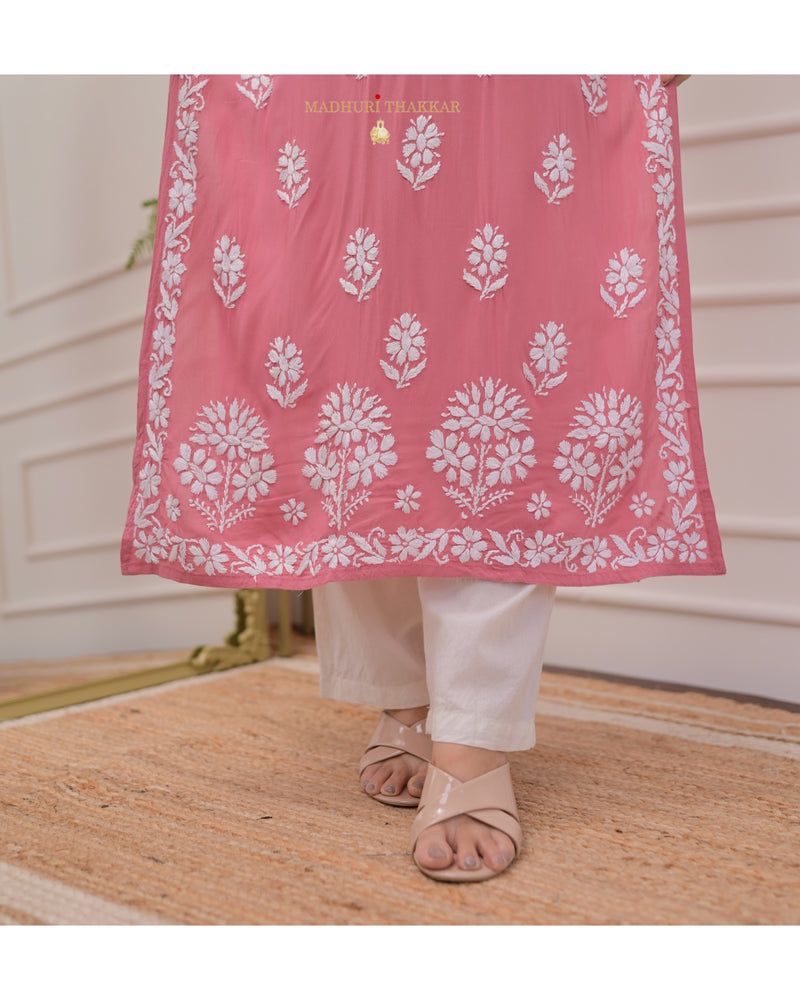 Peach Modal Chikankari Kurta