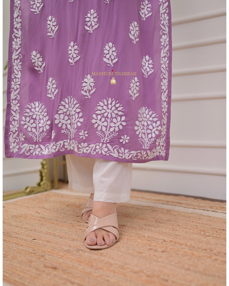 Mauve Modal Chikankari Kurta